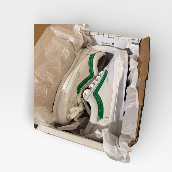Vans Vault OG Style 36 LX Leather Green Stripe White Shoe Size 6M 7.5W NIB - Picture 2 of 10